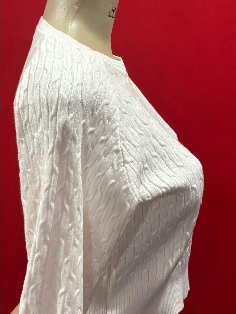 Daisy White Cable Knit Cropped Top